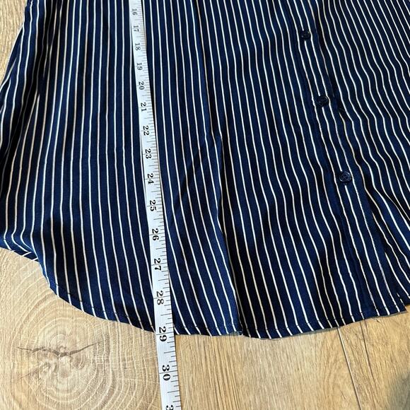 Grand & Greene Striped button up Long Sleeve Shirt Blue and White L - Picture 8 of 8